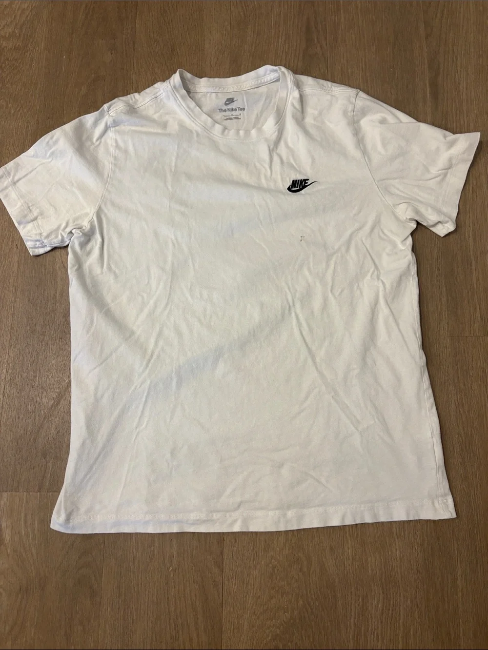 Nike White Short Sleeve Crew with Black Swoosh